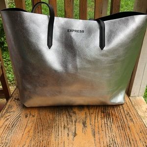 Express Metallic and Black Reversible Tote